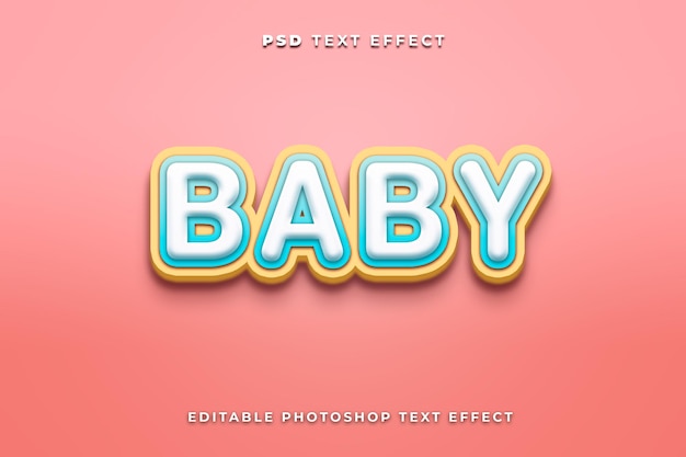 Baby text effect template with pink background