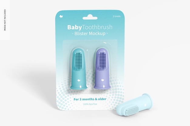 PSD baby toothbrush blister mockup, front view