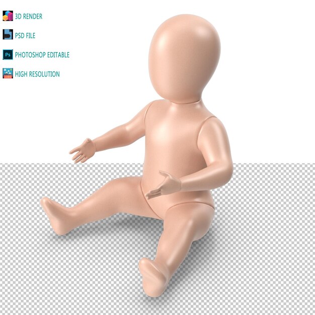 PSD baby toy 3d render psd