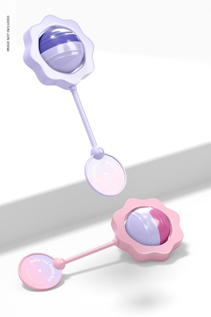 Baby Toy Rattle Bell Mockup, Falling