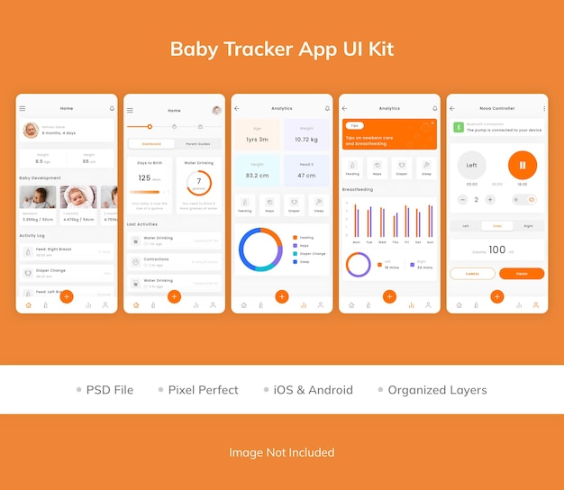 Kit interfaccia utente dell'app baby tracker