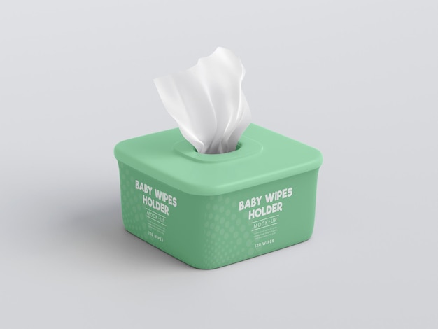 PSD baby wipes box packaging mockup