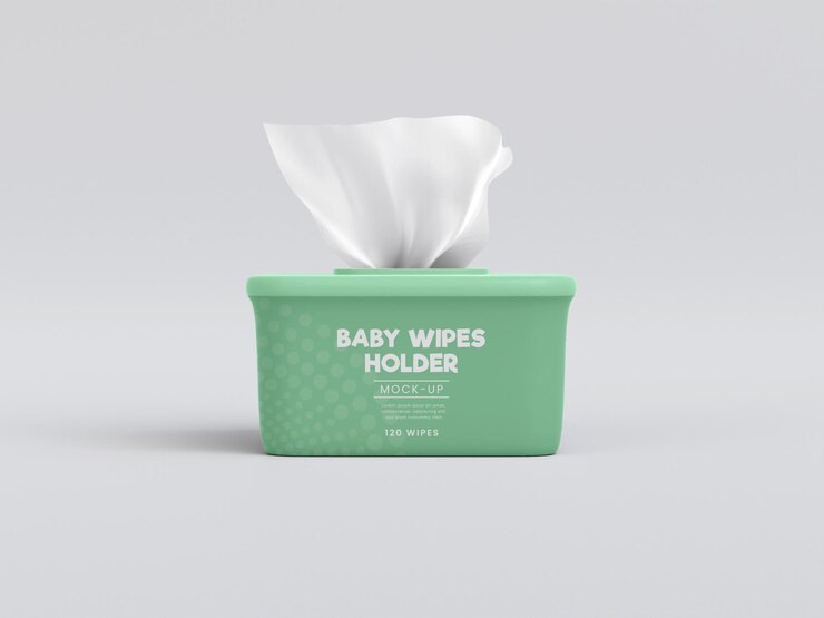 PSD baby wipes box packaging mockup