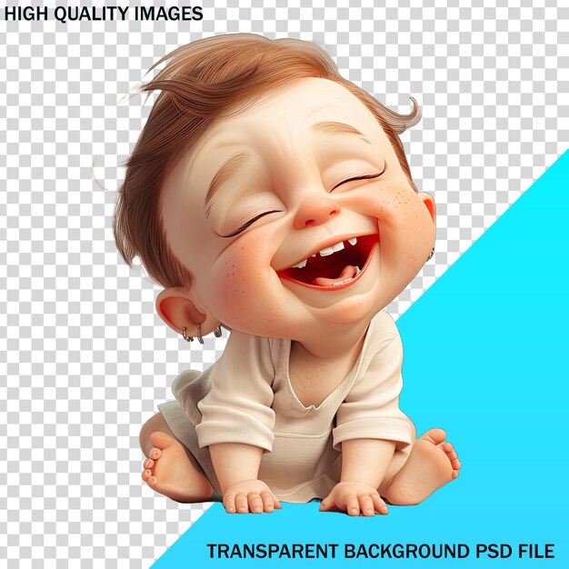 PSD a baby with a big smile on his face