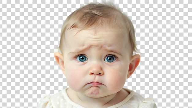 PSD a baby with a sad expression on its face isolated on transparent background