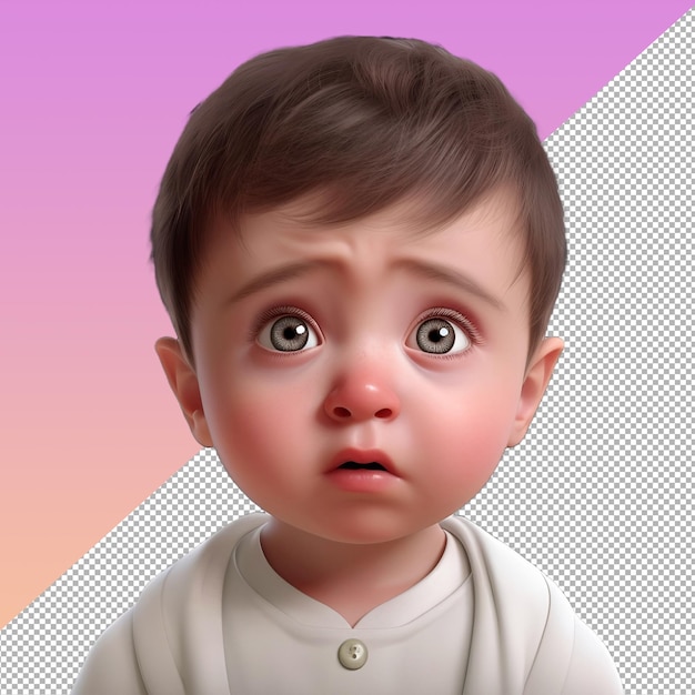 Bambino con un'espressione facciale triste png