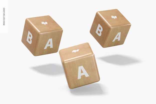 PSD baby wooden blocks set mockup, falling