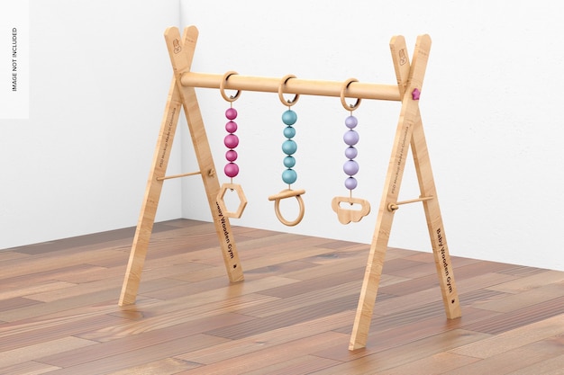 Baby wooden gym mockup, right view