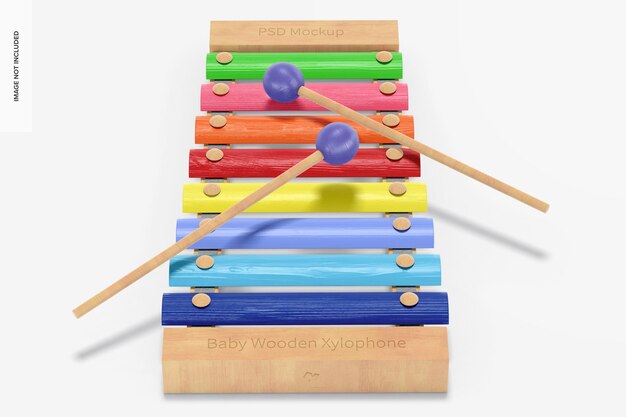 PSD baby wooden xylophone mockup, perspective