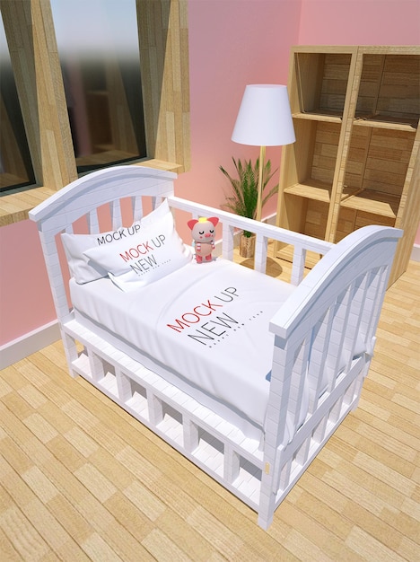 PSD babybed mockup ontwerp