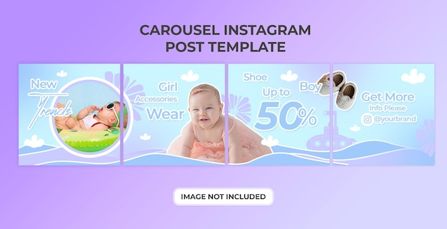 Babymode social media carrousel postsjabloon premium