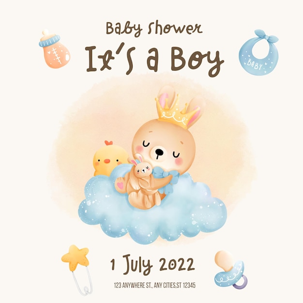 babyshower het is een jongen sjabloonuitnodiging