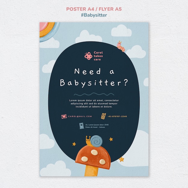 PSD babysitter job flyer template