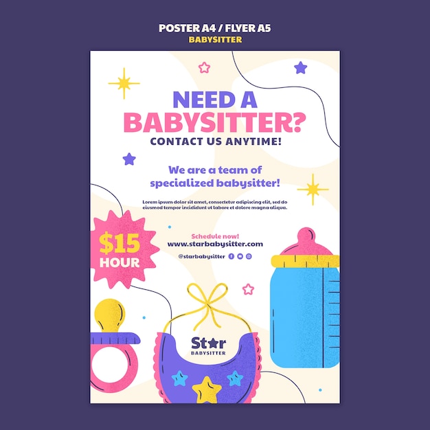 PSD babysitter job flyer template