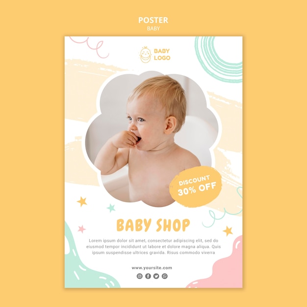 PSD babywinkel poster sjabloon