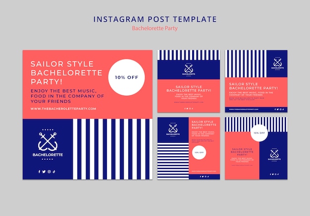 PSD design del post di instagram di addio al nubilato