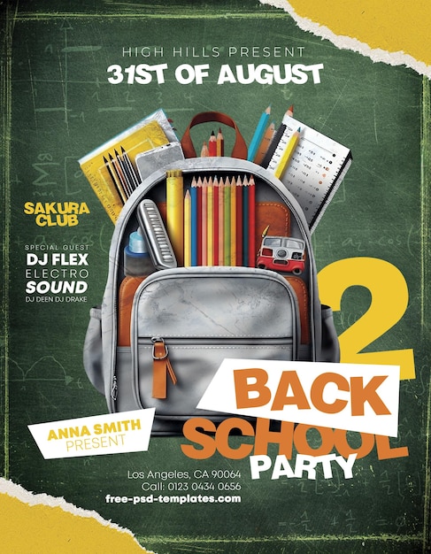 Back 2 school party flyer template instagram post