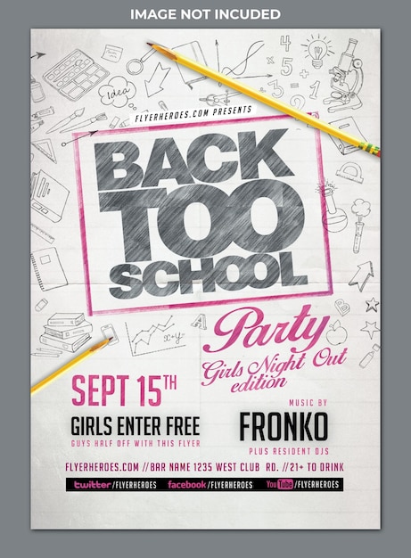 Back 2 school party flyer template