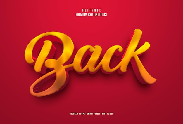 Back 3d editable psd text effect