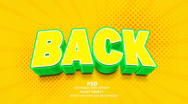 Back 3d psd editable text effect photoshop template