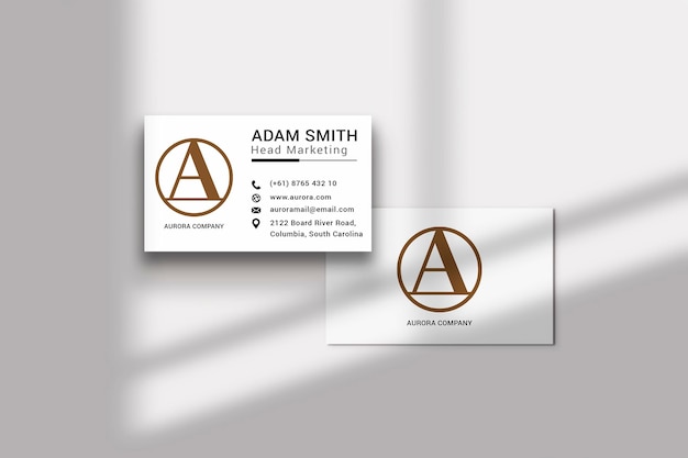 Back and front view of business card mockup