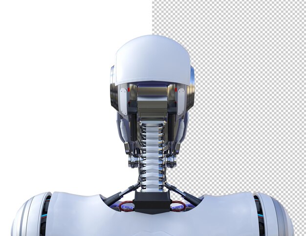 PSD back of humanoid male robot isolated 3d render