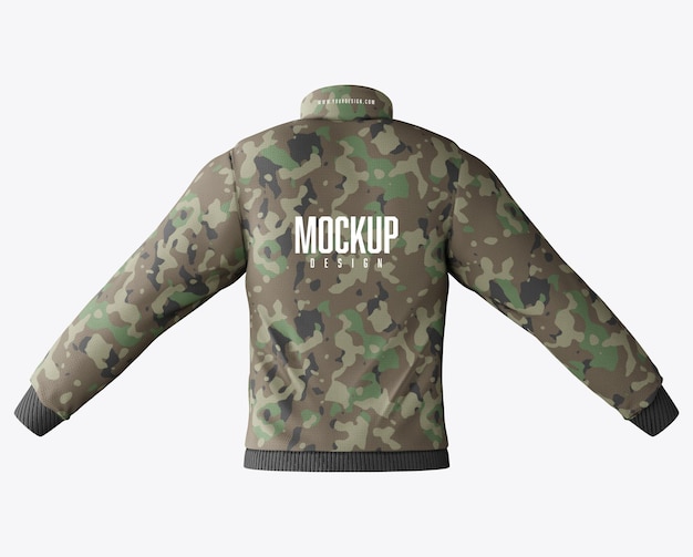 PSD back mens army jacket mockup 3d illustration