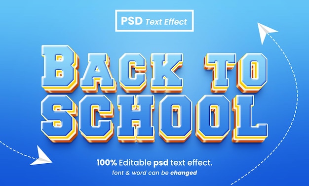 Back to school 3d editable premium text effect with background