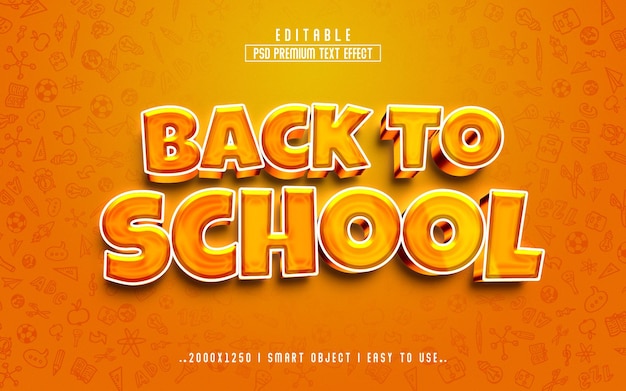 Back to school 3d editable text effect style template