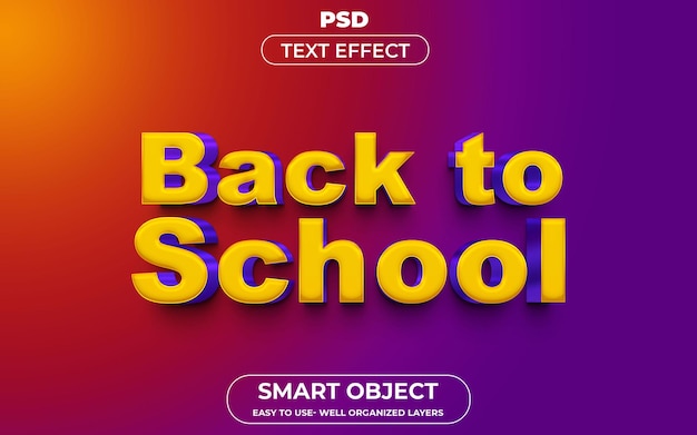 Back to school 3d editable text effect style with background