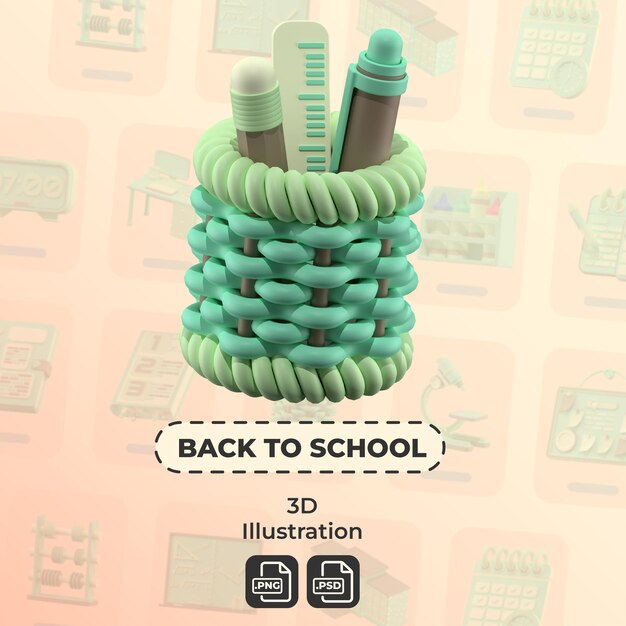 PSD back to school 3d illustration