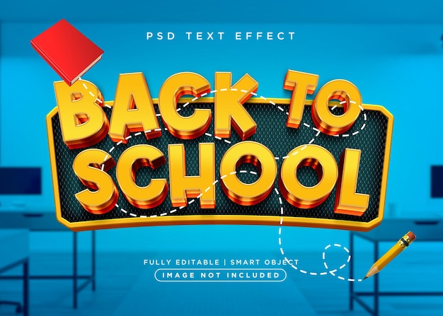 PSD torna a scuola effetto testo in stile 3d