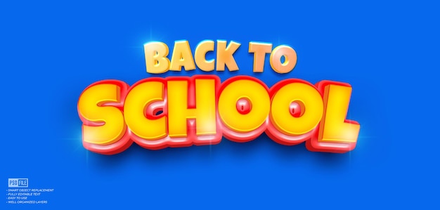 Back to school 3d text editable text effect