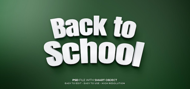 Back to school 3d text effect editable text style