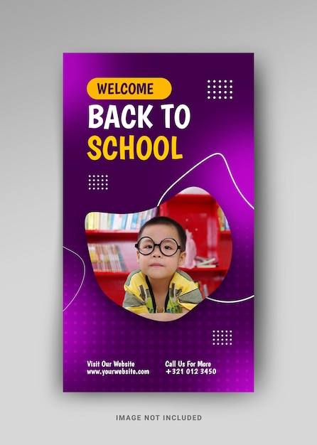 Back to school abstract instagram story or social media template