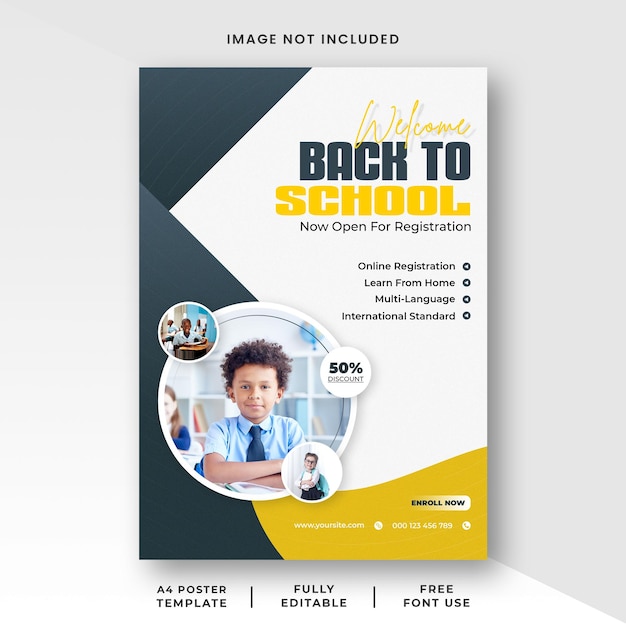 Back to school Admission A4 Poster or Web Banner Template Design