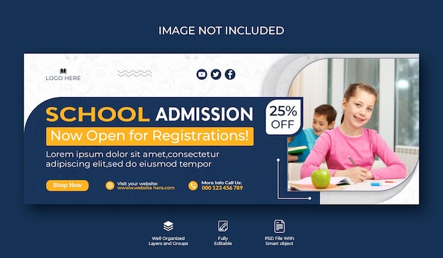 Back to school admission facebook cover web banner template