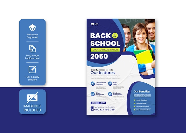 PSD back to school admission flyer template design