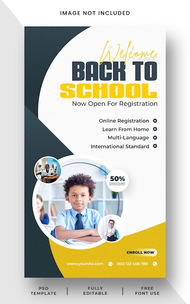 Back To School Admission Social Media Instagram Story Banner Template Design