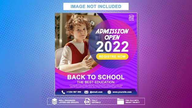 Back to school admission social media post template