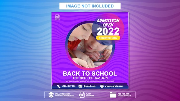 Back to school admission social media post template