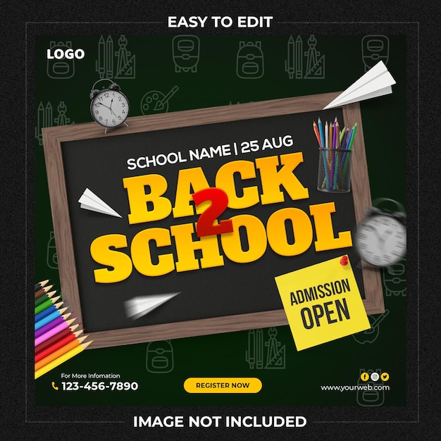 PSD back to school admission on social media template