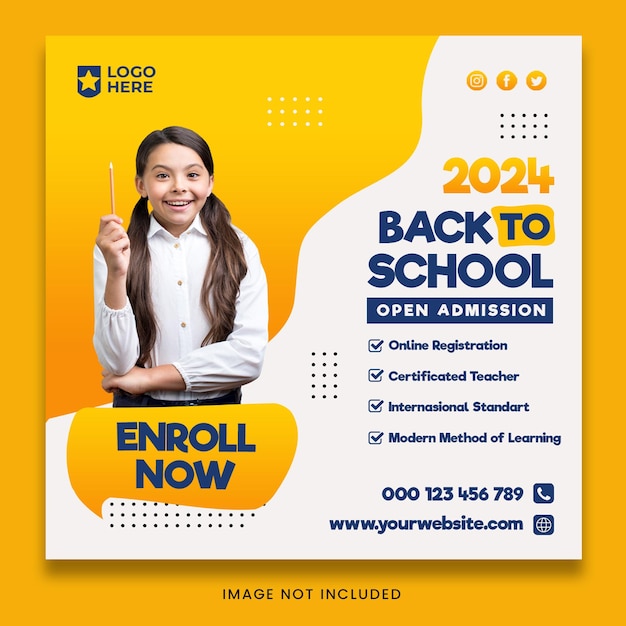 Back to school admission social media template