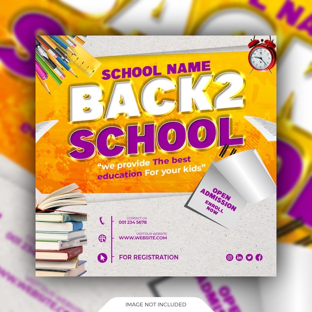 Back to school admission template social media template