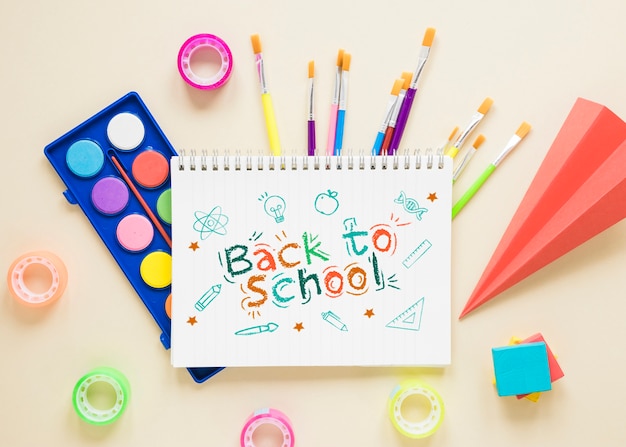 back to school artwork on a notebook