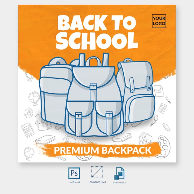 Back to school backpack offer social media post template