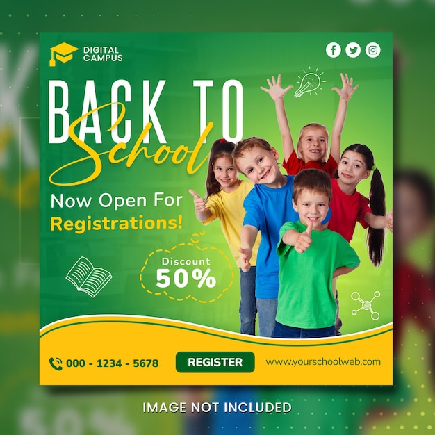 PSD back to school banner social template