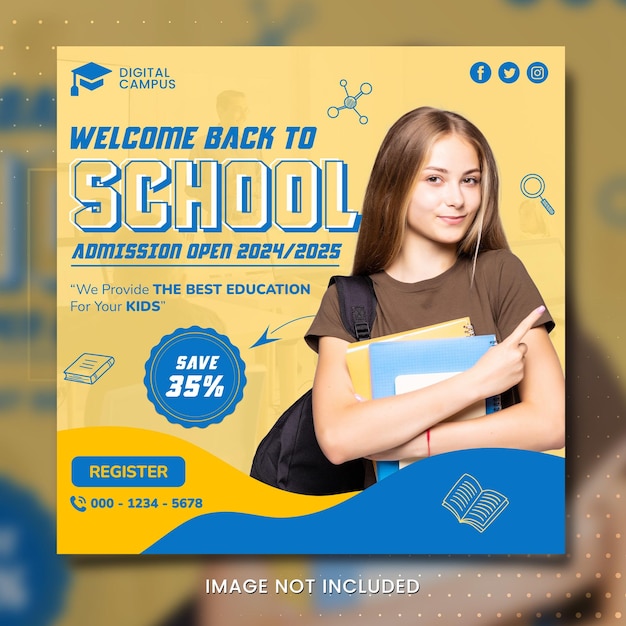 PSD back to school banner social template