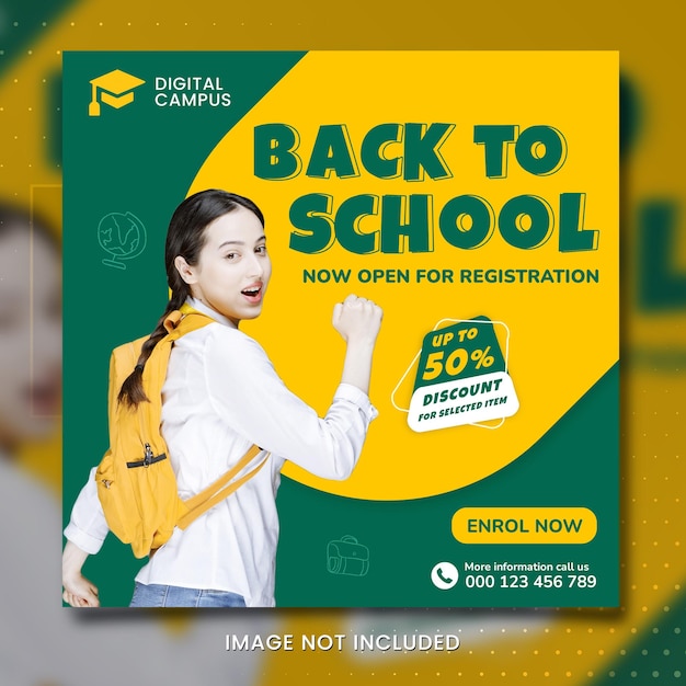 back to school banner social template