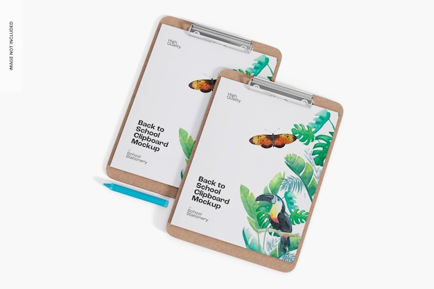 PSD back to school clipboards mockup